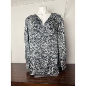 Jones New York Paisley Blouse - Black/Grey/White - 3X NWOT